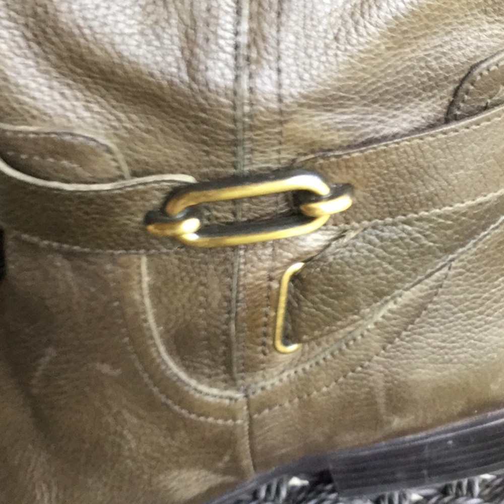 Naturalized olive green leather boots travel office Easter brunch equestrian - Picture 3 of 12